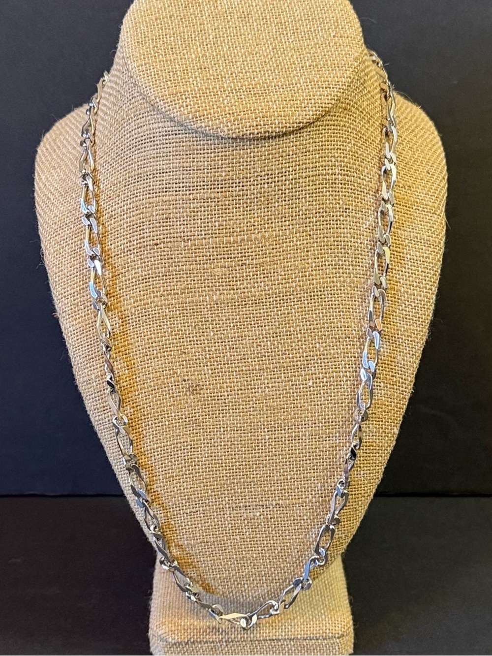 Monet Figaro Silver-Tone Chain Necklace 11" Timeless Refined Luminous Vintage